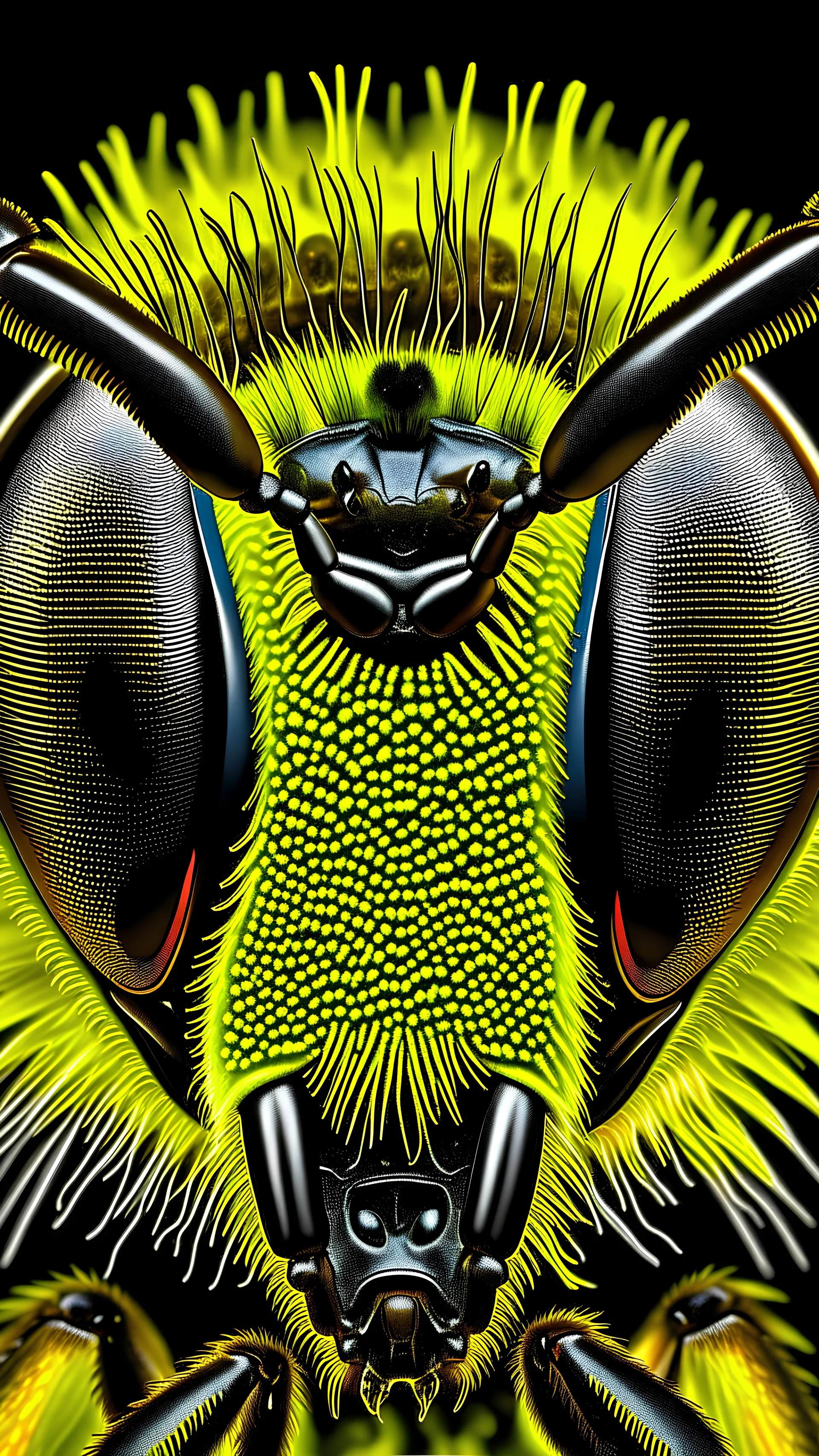 Bee in my face, middle close-up, ultra-realistic, photo