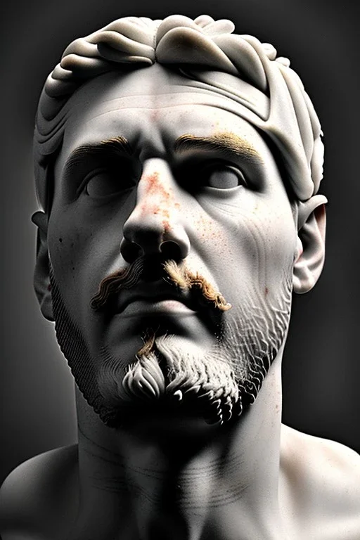 Ultra Realistic image, Roman sculpture bust, clean white marble material, Lionel Messi, crown of thorns, renaissance ornaments, one gold star, gradient background, cinematic lighting, god light, 4k resolution, smooth details, ornate details, soft lighting, unreal engine 5, art station, substance 3d.