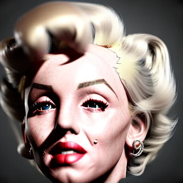 Realistic image portrait, sweet Marylin Monroe, blonde woman, punk style, long hair, glow eyes, highly detailed, unreal engine 5, ray tracing, RTX, lumen lighting, ultra detail, volumetric lighting, 3d, finely drawn, high definition, high resolution.