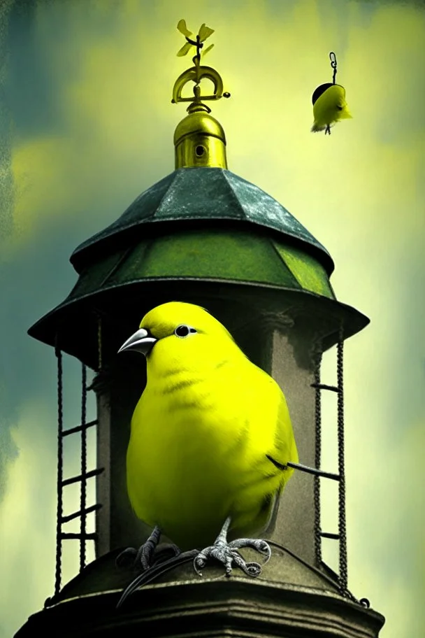 Canary on top a church bell