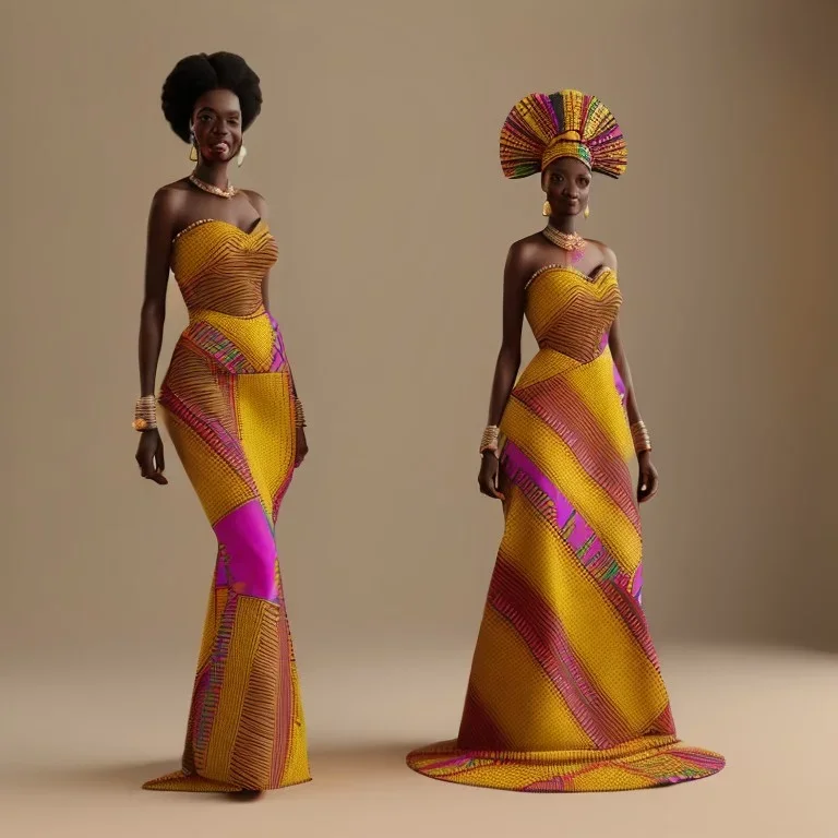 kente african bride model, cinema 4d, octane render, high detail