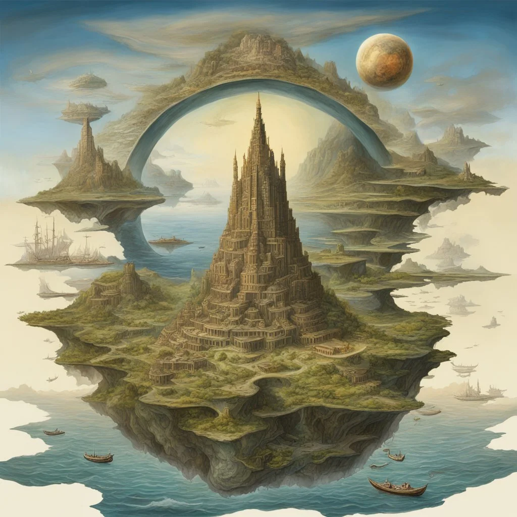 metaphorical rendering of an archipelago of various economic concepts, triple witching margin call, neo surrealism, by Otto Rapp, smooth meander matte oil paint.