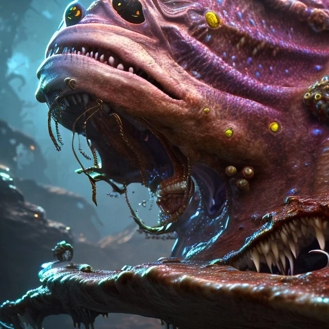 fluid ink angler fish creature, unreal engine 5, 8k resolution, photorealistic, ultra detailed