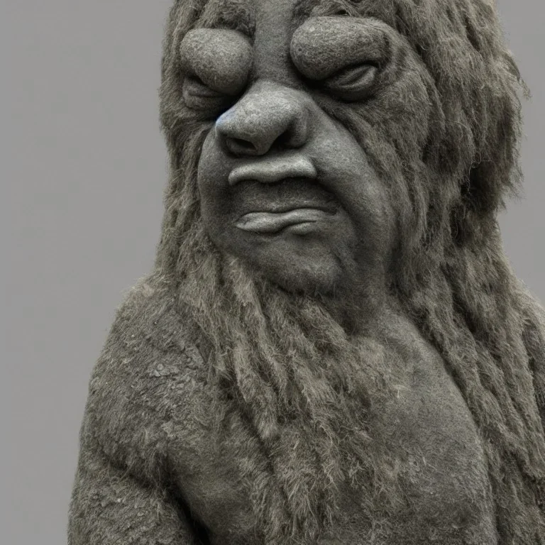 A realistic norwegian stone troll in the style of john Bauer