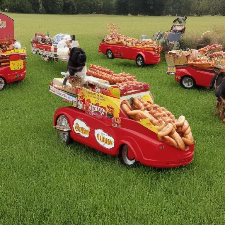 a big hotdog run in the gras