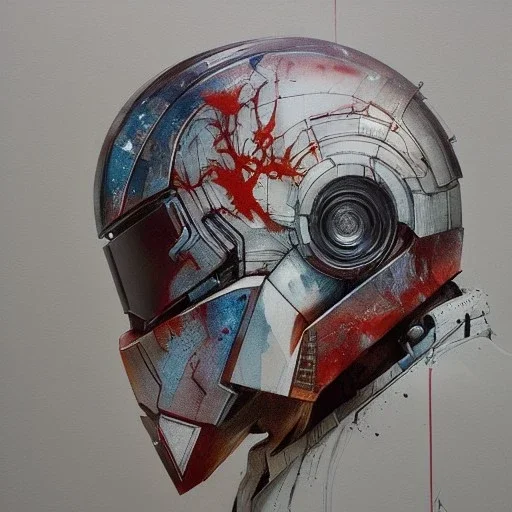 photorealistic luke skywalker helmet with weathered painting , illustration on coarse canvas by <agnes cecile> and <Yoji Shinkawa>, ornate and intricate details , soft smooth lighting, ultra detailed concept art,