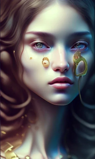 porno model , cute, beautiful, long hair, wavy hair, curly hair، black eyes, head and shoulders portrait, cinematic, 8k, resolution concept art portrait by Greg Rutkowski, Artgerm, WLOP, Alphonse Mucha dynamic lighting hyperdetailed intricately detailed