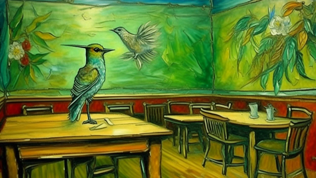 Hummingbird in a Classroom by Vincent Van Gogh, oil painting