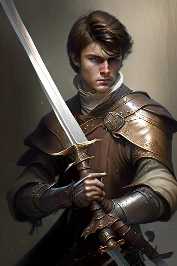 noble swordman with rapier short brown hair