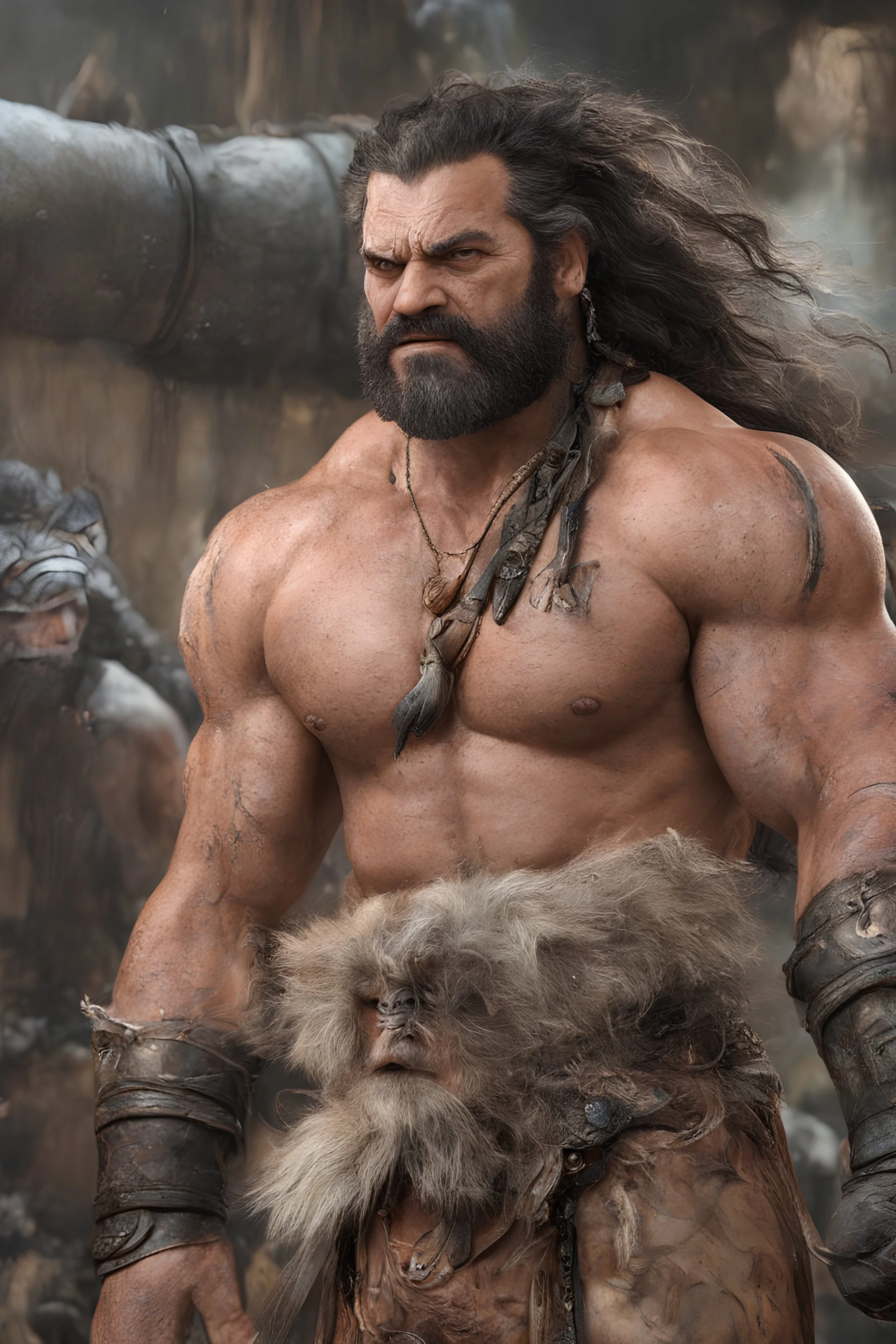 Nanoc the Barbarian, 4k UHD, hyper-realistic, photorealistic, ultra-realistic, realistic, lifelike,