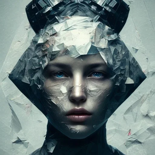 rendered in blender trash bag on his head and crumpled paper as a texture, collage paper and tape, slit - scan photography, high resolution, cinematic, unreal 6, breathtaking detailed