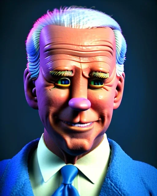 Waist up Portrait, joe Biden as muppet Sesame Street, Blue suit retro style, photo studio, city background, unreal engine 5, concept art, art station, god lights, ray tracing, RTX, lumen lighting, ultra detail, volumetric lighting, 3d.