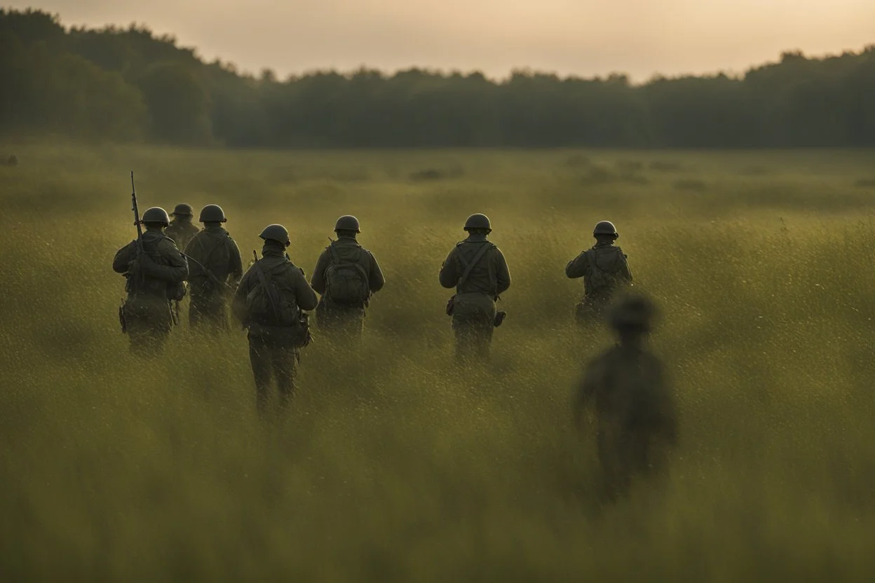 une prairie avec armée dans l’horizon