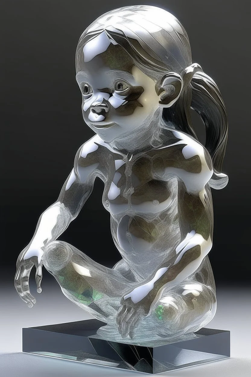 prehistoricore photorealistic transparent hominid crystal girl