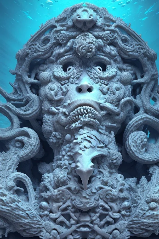 Underwater tomb, magnificent, majestic, highly intricate, Realistic photography, incredibly detailed, ultra high resolution, 8k, complex 3d render, cinema 4d.