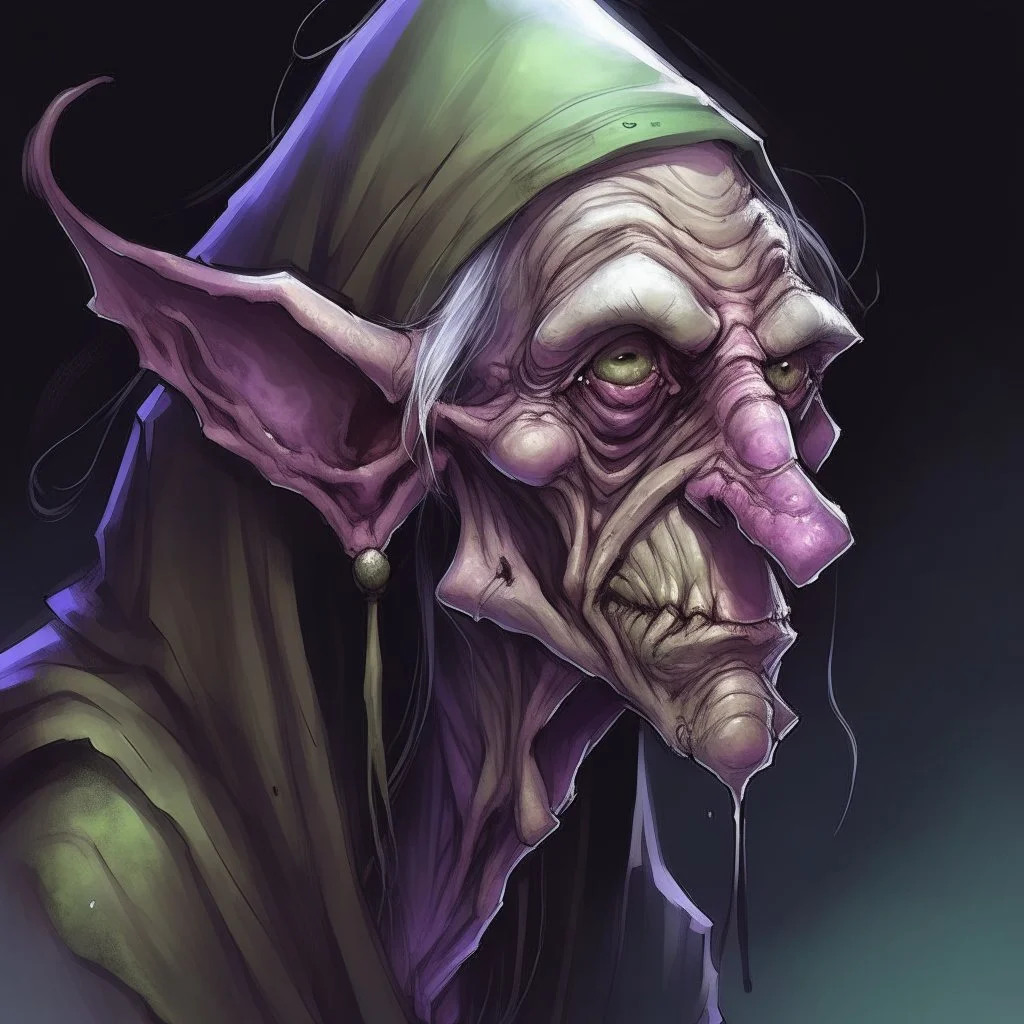 dnd, night hag, illustration, water colour, artstation, portrait, head, old, ugly, big nose, disgusting, angry