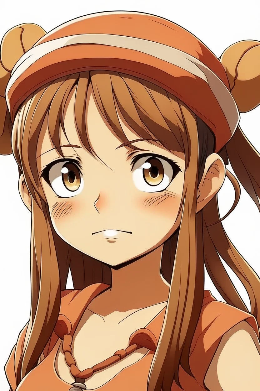 one piece style brown mullet girl character