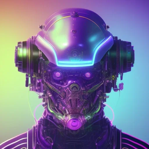 A beautiful portrait of a cyborg monkey purple neon color scheme, high key lighting, volumetric light high details psychedelic background