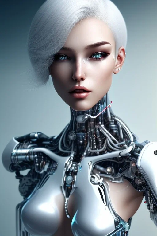 cyborg, white hair, sexy, perfect, real, dream