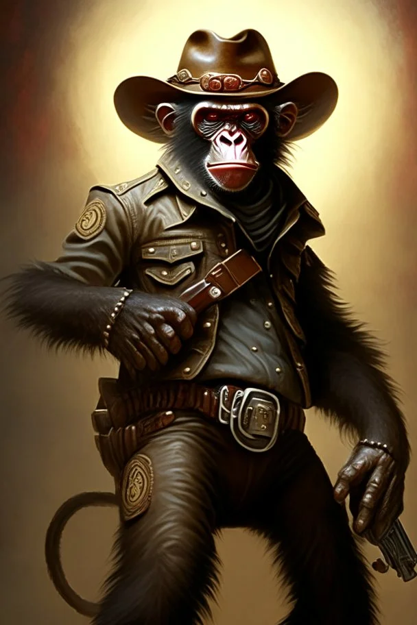 bounty hunter monkey cowboy with pistols