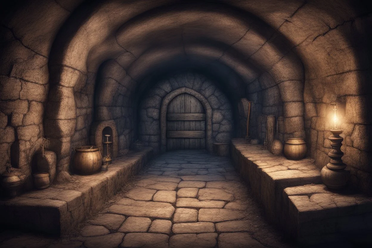 fantasy medieval underground cellar