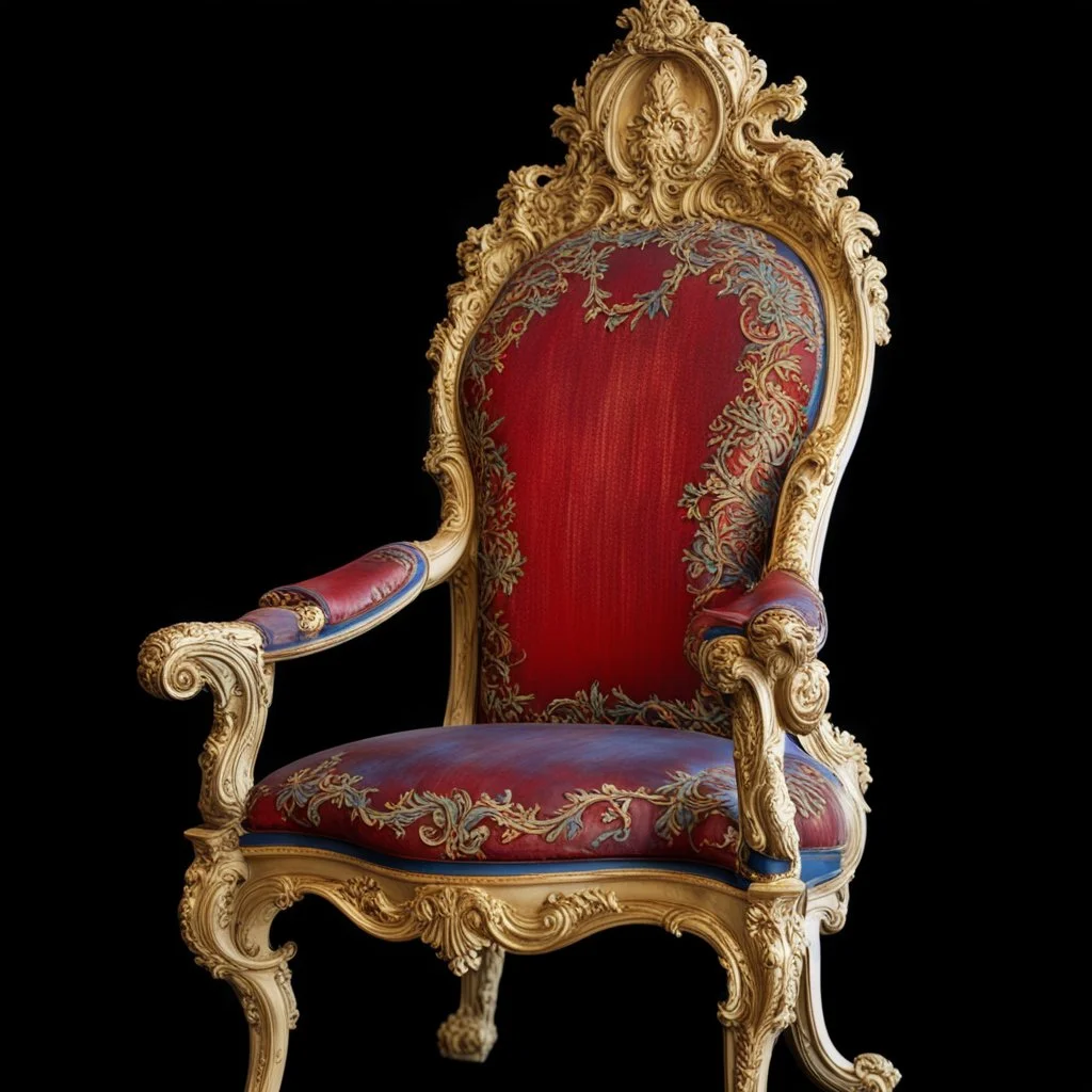 trono rosso e oro, borbonico napoletano , sopra versati vernice azzurra e giallo