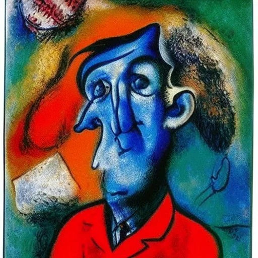 Trump with big nose. Painted by chagall