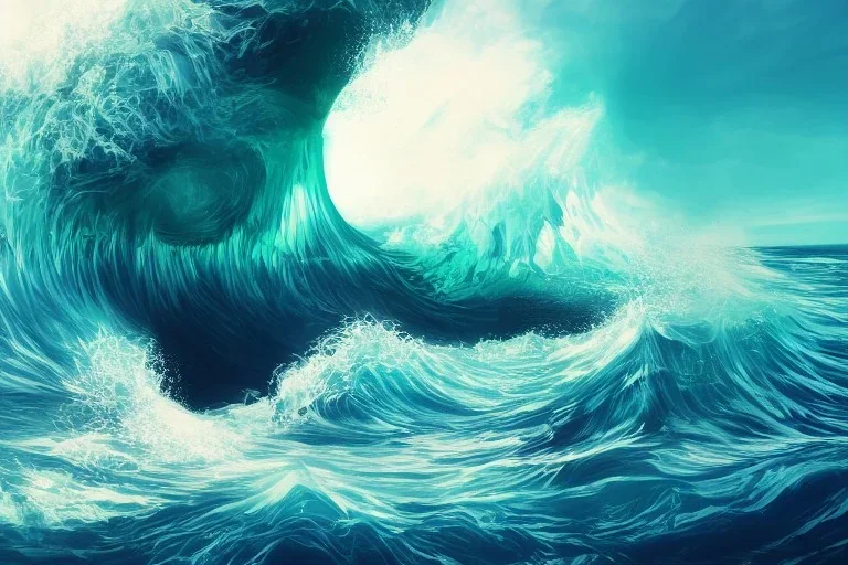 a screaming ocean wave, realistic, cinematic, digital art, trending on artstation