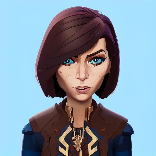 anna wintour with dark brown hair, blue eyes, happy, lego, steampunk