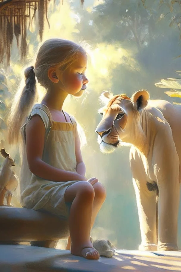 Potrait of life in disney animal kingdom.,peaceful atmosphere, generasi tle morning light, soft pastel color