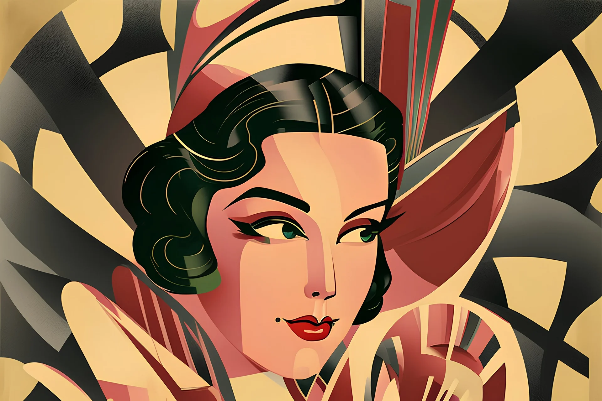 beautiful woman in art deco style