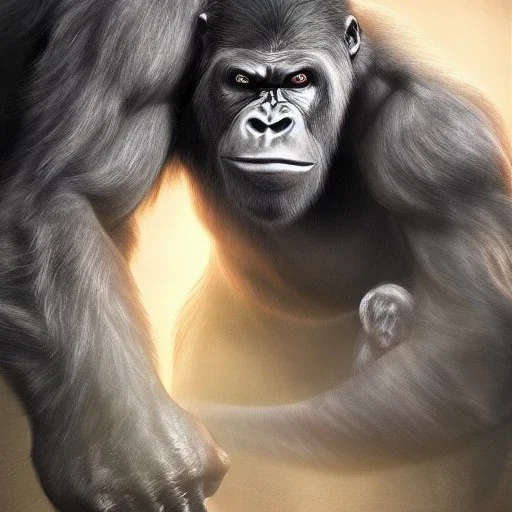 fantasy art, Photorealistic, 8k, cyborg demon gorilla