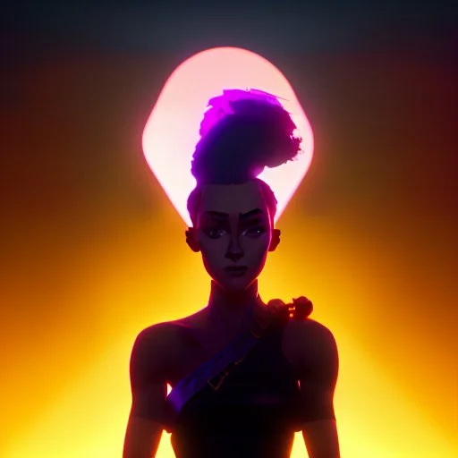 The silhouette of a musical performer in the spotlight. - very noticeable shadows - very realistic details - style: "synthwave"