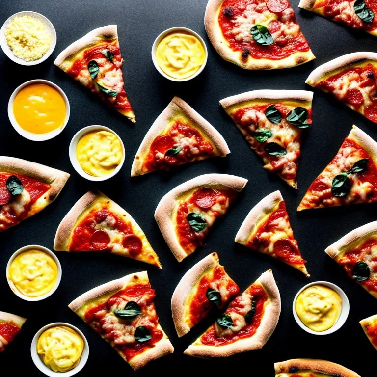 Photo of pizzas, black background