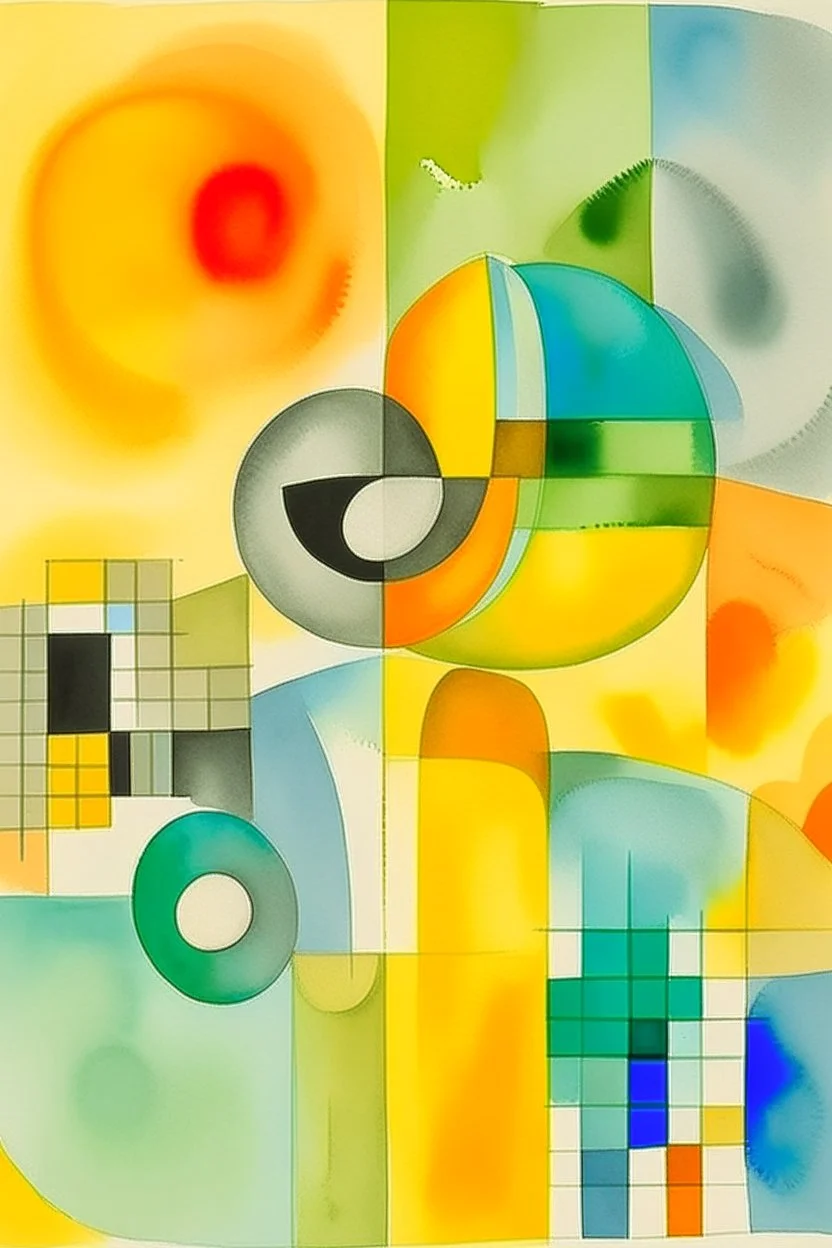 abstract watercolour by barbara hepworth and paul klee in gold and grey