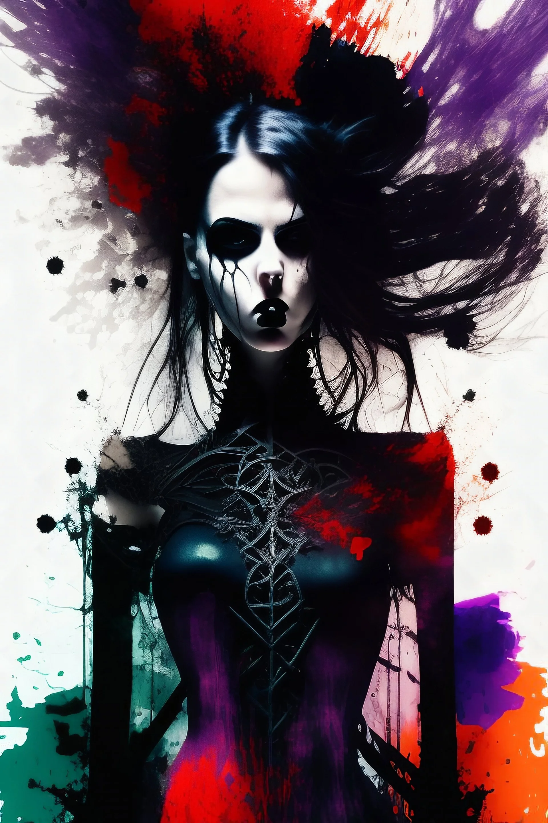 Explosive abstract image of a gothic girl