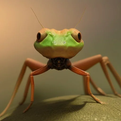 Strange mantid insect looking at you with disdain, background is Mars surface