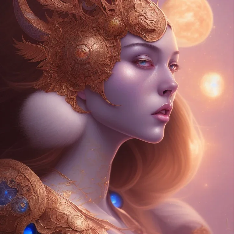 sango fantasy, fantasy magic, intricate, sharp focus, illustration, highly detailed, digital painting, concept art, matte, artgerm and paul lewin and kehinde wiley, masterpiece sexy lips Asian lady body Papu New Guina blue space lady space sun galaxy