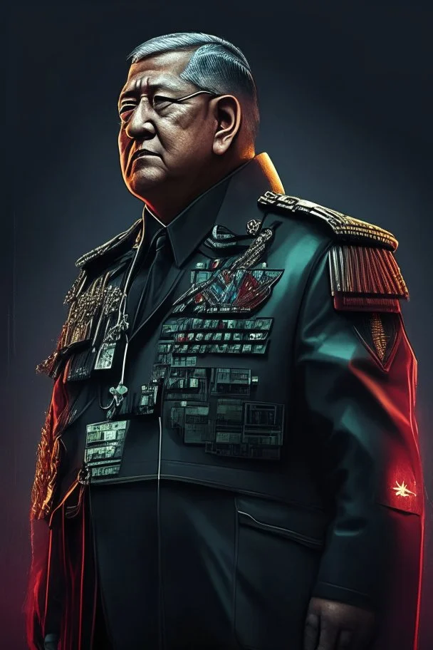 Susilo bambang Yudhoyono former president of Republic Indonesia in militiary cyberpunk style