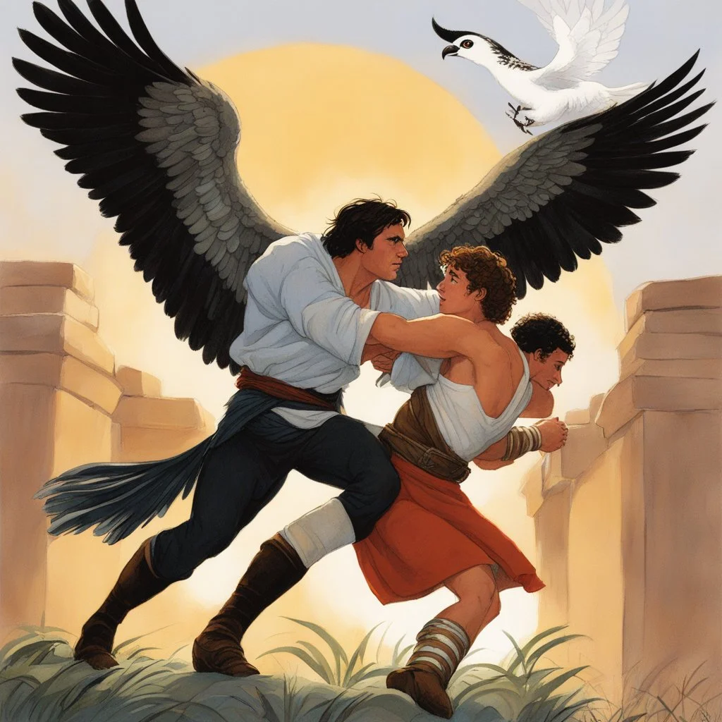 [illustration for Osprey Publishing’s by Angus McBride] Jacob wrestling with angel