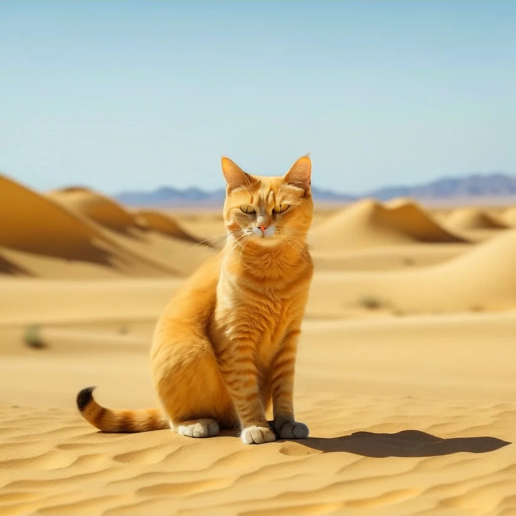 a yellow cat in the desert