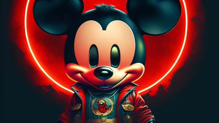 zombie mickey mouse hybrid, photorealism, movie screen capture, horror, sci-fi, retrofuturism,