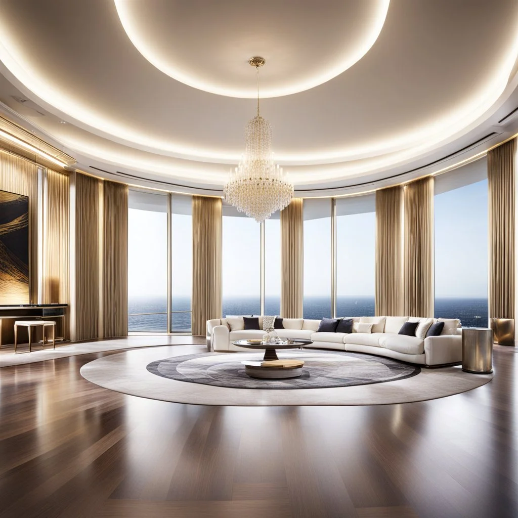 luxury room with luxury furniture ,with wide empty area in middle of floor for dancing