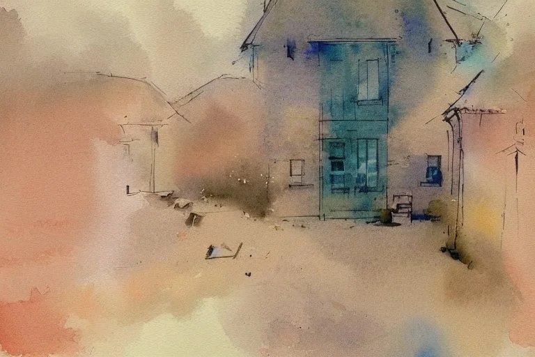 Watercolour of English cottage in the style of john lovett