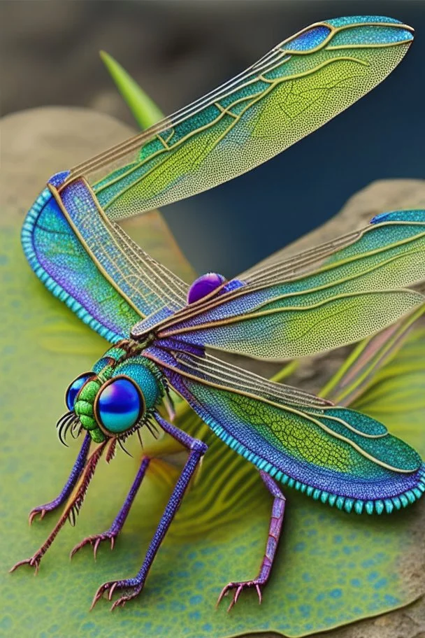 dragonfly, detailed, realistic, cute, vivid colors