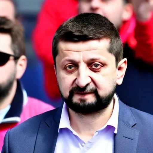 Volodymyr Zelensky WITH A BEARD wearing PINK SWEATSHIRT