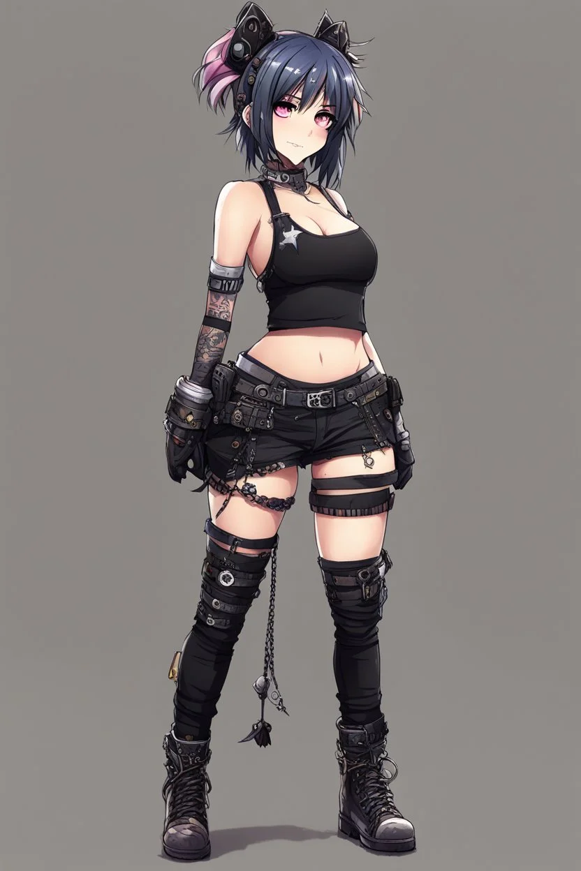 Anime girl junkPunk, full body,