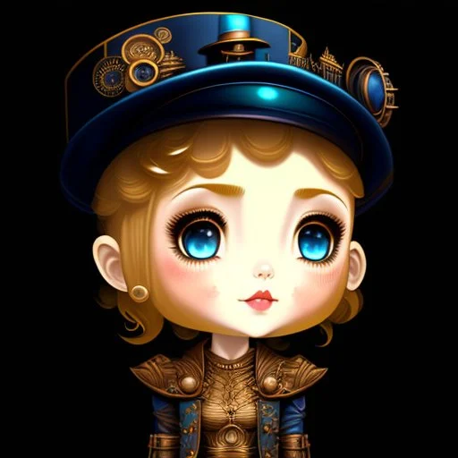 Ilustración cómic Steampunk de hombre jóven chibi