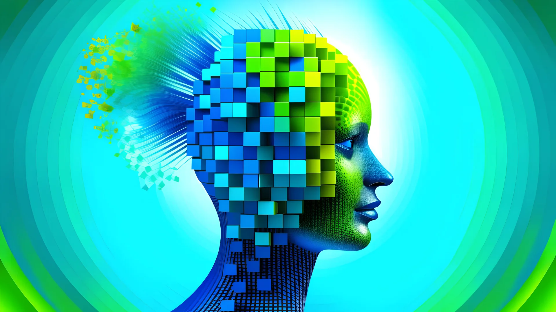 sense of concepts strong, gentle, power, kind, patient with blue and green