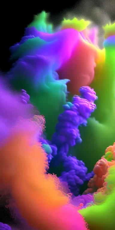 precise digital photo of a rgb random multicolour tornado made of smoke particles, over a stormy ocean, high waves colliding with the smoke, foam, intricate, 8k, extremely detailed, cgi, hyperrealistic render, volumetric lighting, impressive volumetric clouds, vitality colors, double precision